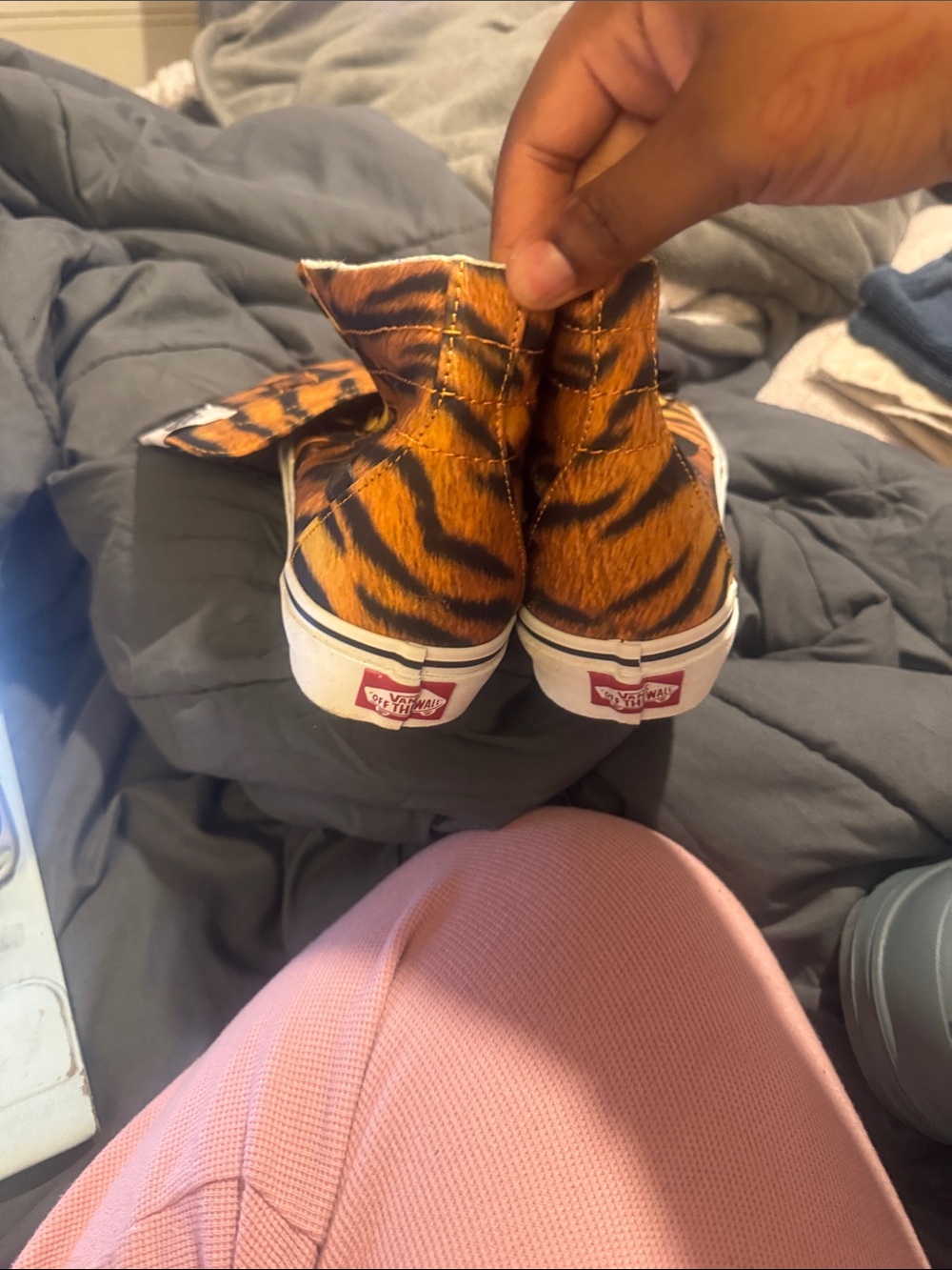 Vans Tiger Stripe High Tops in Orange and Black - Picture 2 of 3